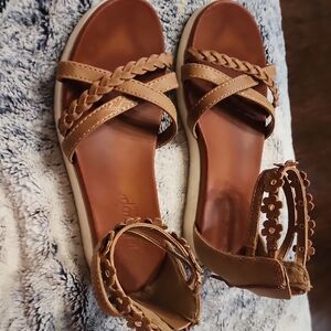 Jellypop Tan Braided Floral Sandals